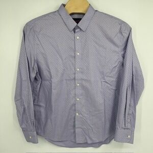 Egara‎ Mens Slim Fit NonIron Purple Diamond Pattern Long Sleeve Button Up XXL